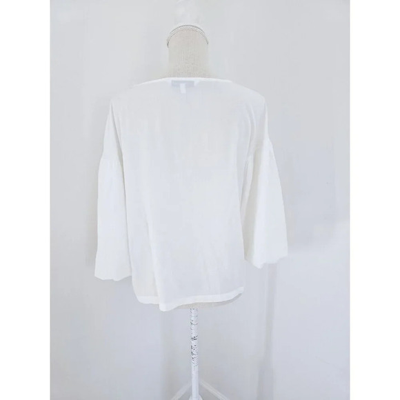 Elizabeth And James White Simi Sheer Polyester Crepe Bell Sleeve Blouse Top M - Picture 7 of 12